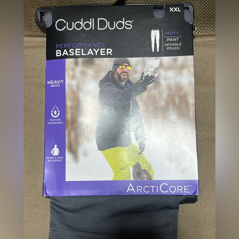 Cuddl Duds Men's Black Performance Base layer in Arctic Black Size XXL New